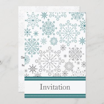 Teal White snowflakes winter wedding Invitation