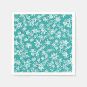 Teal & White Snowflakes Winter Wonderland Holiday Napkins