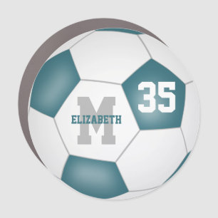 teal white soccer team colors girls boys car magnet