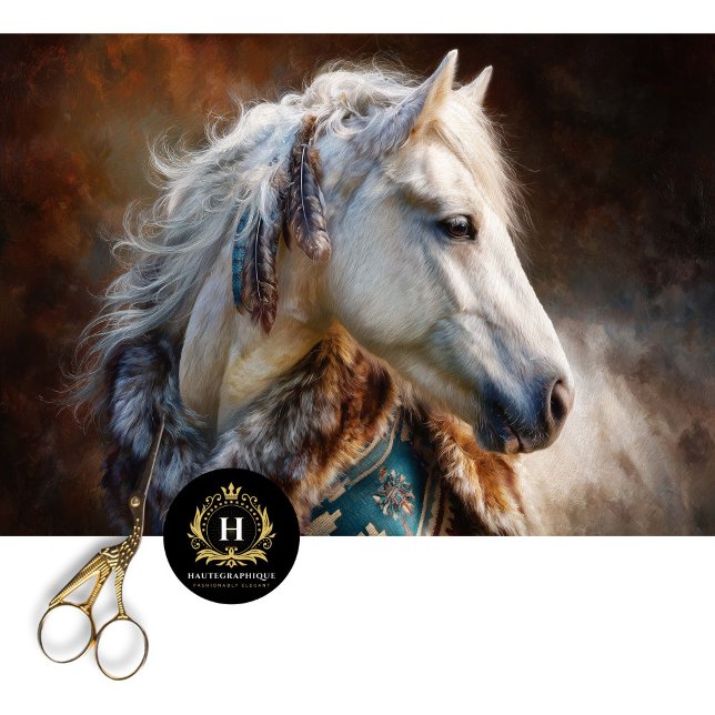 Teal White Stallion Western Furniture Decoupage Tissue Paper (Creator Uploaded)