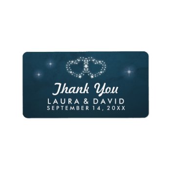 Teal & White Stars Hearts Matching Thank You Label by juliea2010 at Zazzle