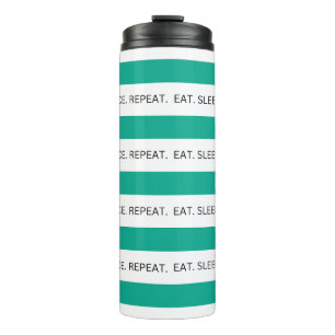 Teal & White Striped Dance Quote Thermal Tumbler