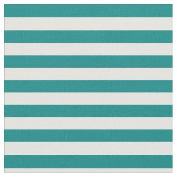 Teal & White Striped Fabric by StripyStripes at Zazzle