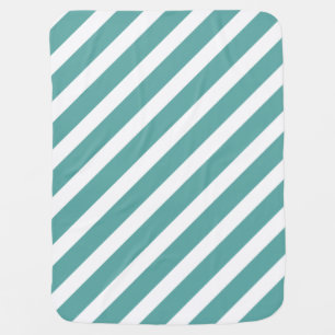 Teal White Stripes Baby Blanket
