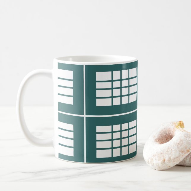 Teal White Stripes  Coffee Mug (With Donut)