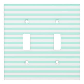 Teal & white  stripes - Light switch Cover