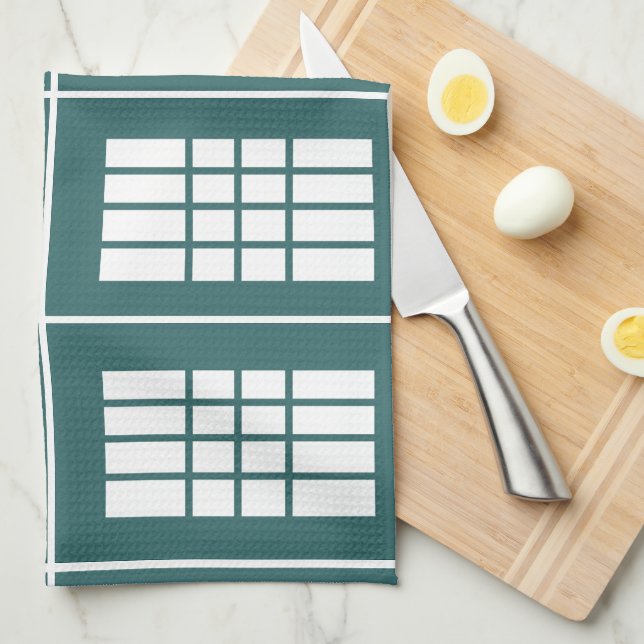 Teal White Stripes Pattern Kitchen Towel (Quarter Fold)