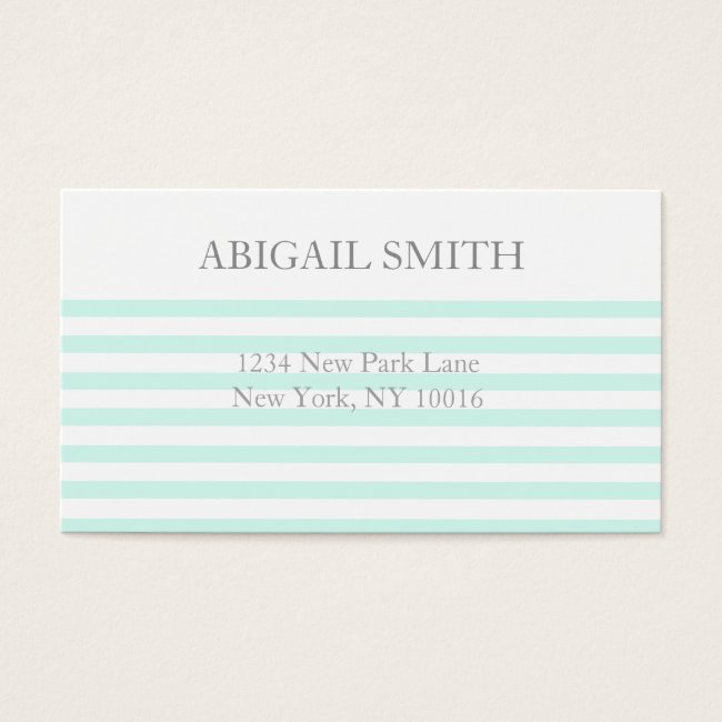 Teal & white stripes Personalized Business Cards