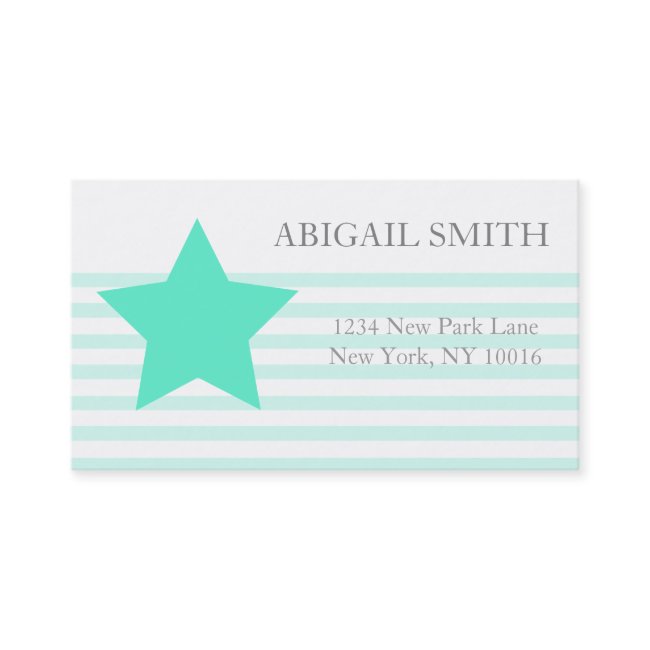 Teal & white stripes Personalized Business Cards