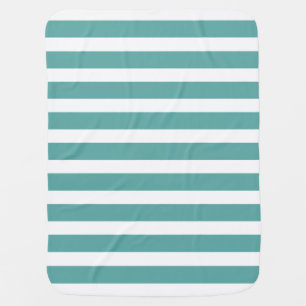Teal White Stripes Swaddle Blanket