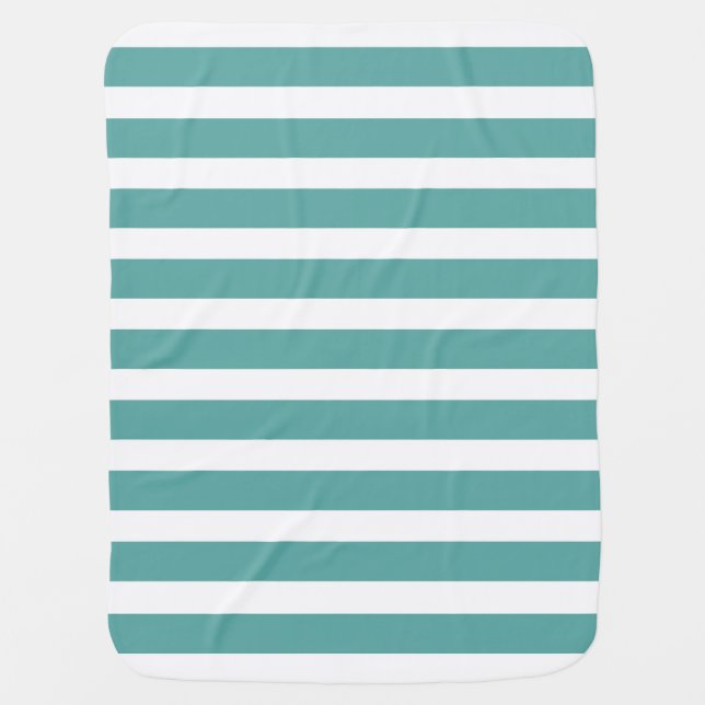 Teal White Stripes Swaddle Blanket (Front)