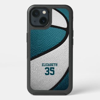 teal white team colors personalized basketball OtterBox commuter iPhone case