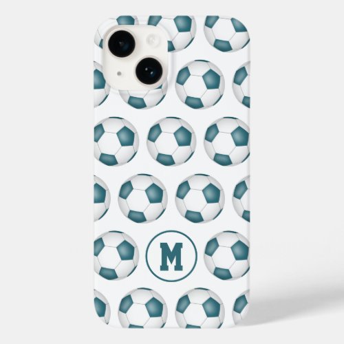 teal white team sports colors soccer balls  Case_Mate iPhone 14 case