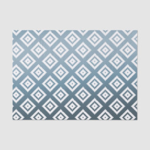 Teal White Tribal Aztec Tissue Paper