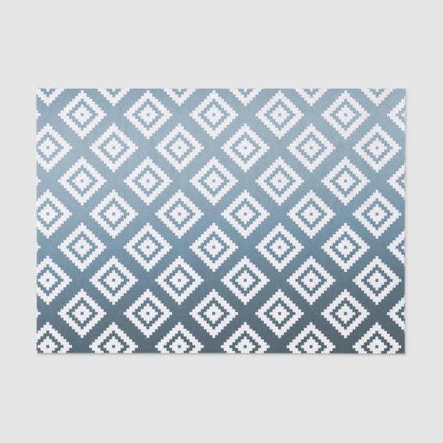 Teal White Tribal Aztec Tissue Paper (Front)
