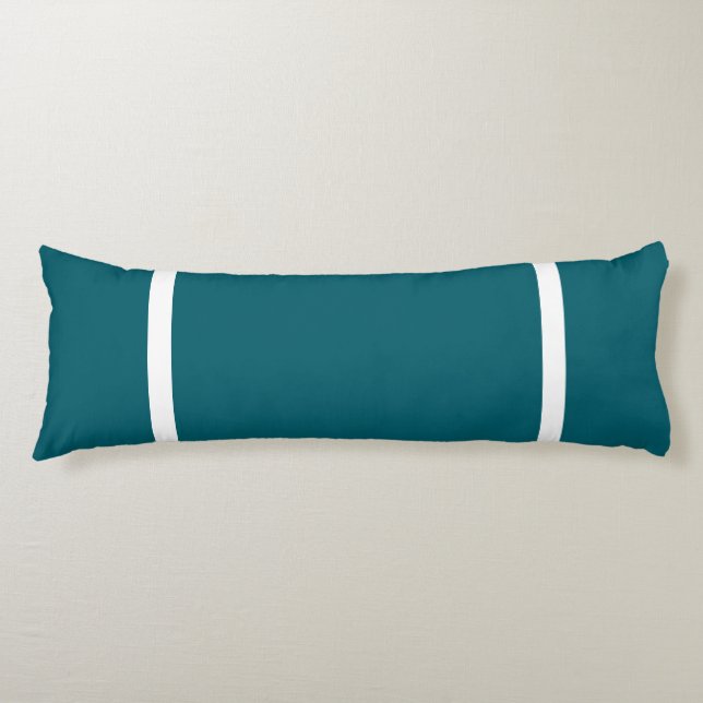 Teal + White Trim  Body Pillow (Front)