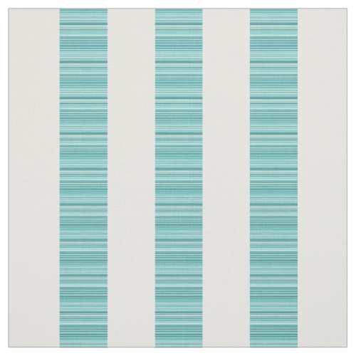 Teal White Vertical Modern Stripes Fabric