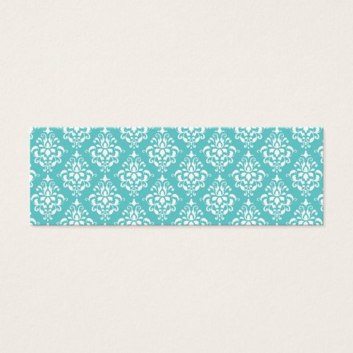 TEAL WHITE VINTAGE DAMASK PATTERN 1 BUSINESS CARD TEMPLATES