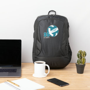 teal white volleyball team colors custom name port authority® backpack