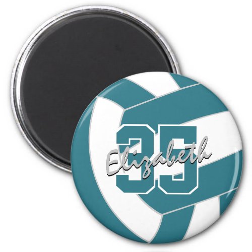 teal white volleyball team colors gifts magnet