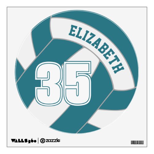 Teal white volleyball team colors sports room wall decal