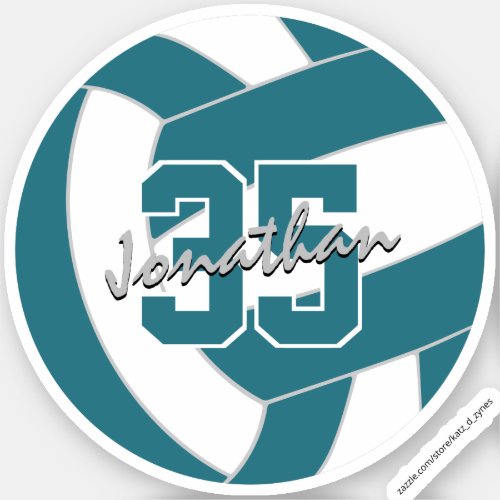 teal white volleyball team colors  sticker