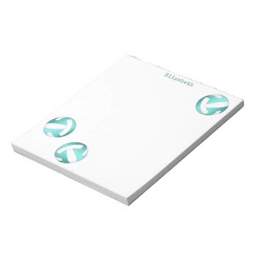 teal white volleyballs personalized notepad