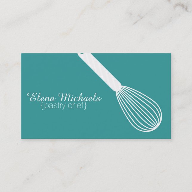 Teal & White Whisk Business Card (Front)