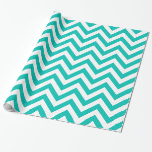 Teal White XL Chevron ZigZag Pattern Wrapping Paper