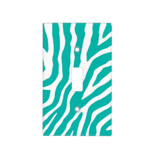 Teal White Zebra Pattern Light Switch Cover