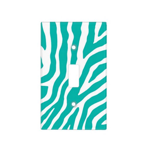 Teal White Zebra Pattern Light Switch Cover