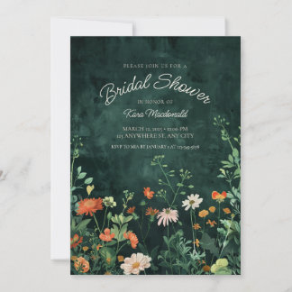 Teal Wildflower Bridal Shower Invitation