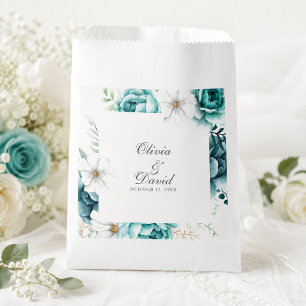 Teal Wildflower Wedding Favor Gift Bag