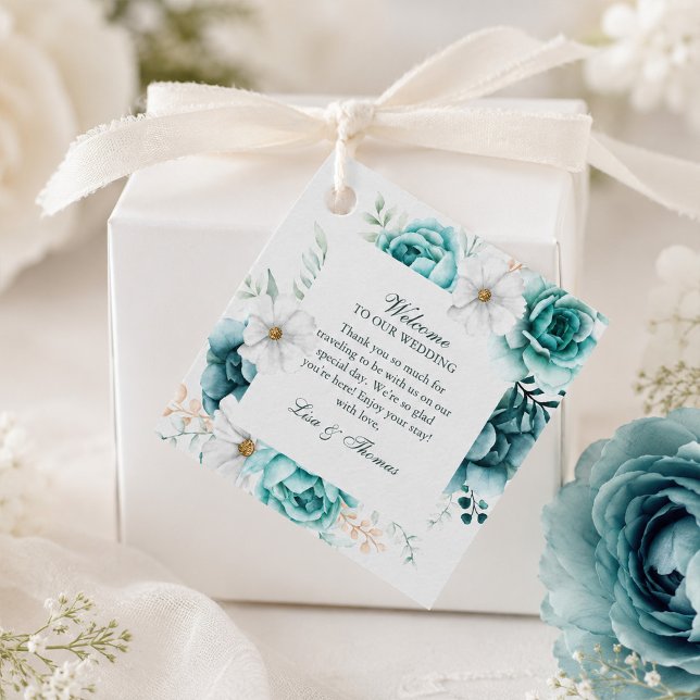 Teal Wildflower Wedding Gift Tag (Teal Wildflower Wedding Gift Tag)