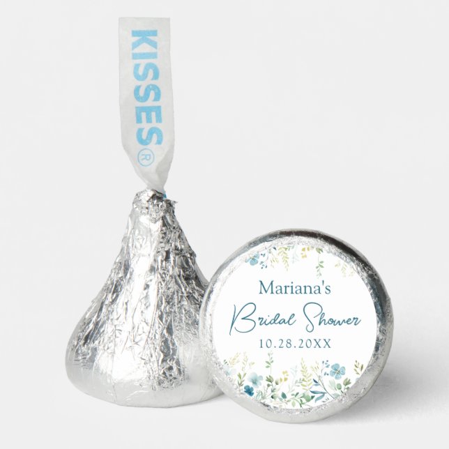 Teal Wildflowers Floral Bridal Shower Hershey®'s Kisses® (Front)