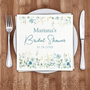 Teal Wildflowers Floral Bridal Shower Napkins