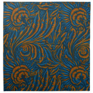 Teal William Morris Style Acanthus Leaf Botanical Cloth Napkin
