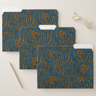 Teal William Morris Style Acanthus Leaf Botanical File Folder
