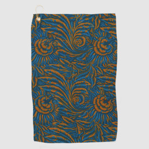 Teal William Morris Style Acanthus Leaf Botanical Golf Towel