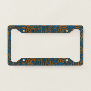 Teal William Morris Style Acanthus Leaf Botanical License Plate Frame