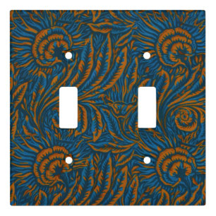 Teal William Morris Style Acanthus Leaf Botanical Light Switch Cover