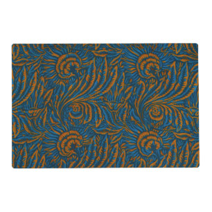 Teal William Morris Style Acanthus Leaf Botanical Placemat