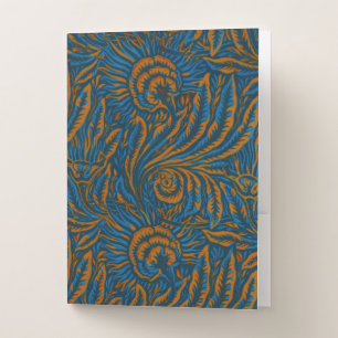 Teal William Morris Style Acanthus Leaf Botanical Pocket Folder