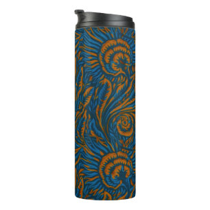 Teal William Morris Style Acanthus Leaf Botanical Thermal Tumbler
