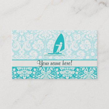 Teal Windsurfing Business Card by SportsWare at Zazzle