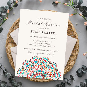 Teal & Wine Flavor Cuisine Mandala Bridal Shower Invitation