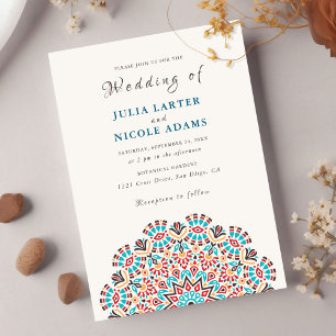 Teal & Wine Flavor Cuisine Mandala Wedding Invitation