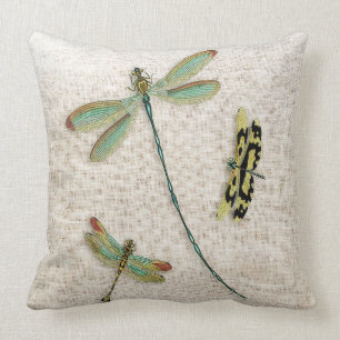Teal-Winged Dragonflies Decorative Throw Pillow