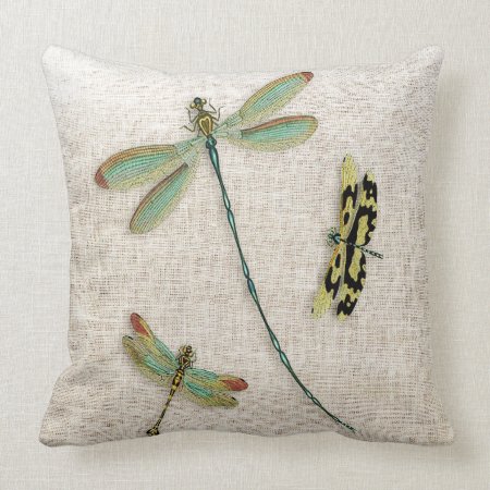 Teal-winged Dragonflies Decorative Throw Pillow