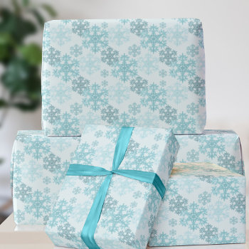 Teal Winter Ice Snowflake Pattern Wrapping Paper by mothersdaisy at Zazzle